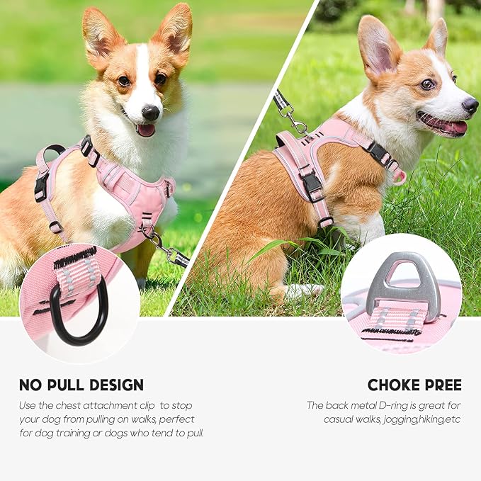 No Pull Dog Harness, No Choke Front Lead Dog Reflective Harness, Adjustable Soft Padded Pet Vest with Easy Control Handle for Small Medium Large Dogs, X-Large (Pack of 1)-Mewly Pet