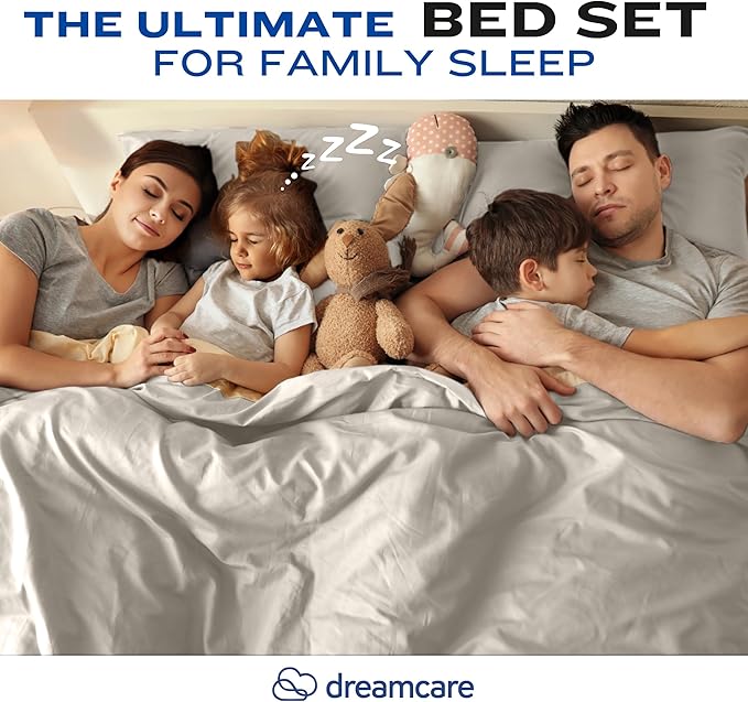 DREAMCARE Twin XL Sheet Sets - 4pc Cooling Sheets XL Twin Sheets - up to 21” Deep Pocket – Hotel Luxury Extra Long Twin XL Bed Sheets 100% Brushed Microfiber with Side Pocket - Ivory