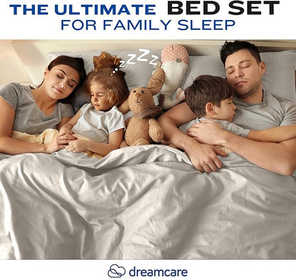 DREAMCARE Queen Size Sheets - Cooling Bed Sheets - 4pcs Set - up to 15" Deep Pocket Queen Sheet Set - Sheets Queen Size Bed - Soft & Long Lasting 100% Fine Brushed Polyester with Side Pocket - Ivory