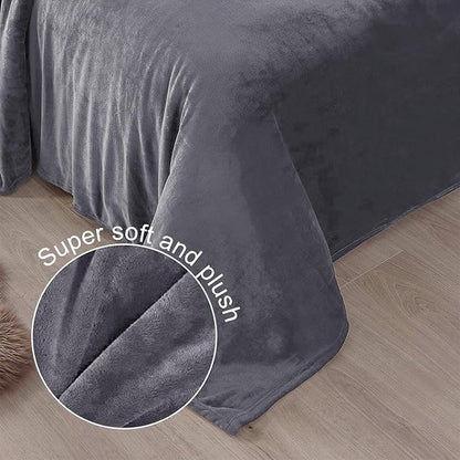 Exclusivo Mezcla Fleece Blanket Twin Size for Bed, Super Soft and Warm, All Season Use, Cozy, Plush, Lightweight, 60x80 Inches Dark Grey