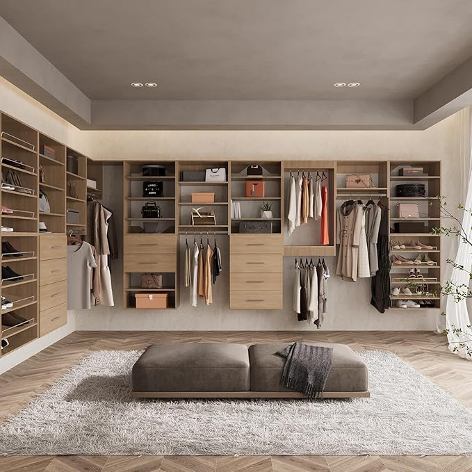 ROOMTEC 25.5" Shelf Short Tower Closet Unit, Modular Closet System with Shelf, Wardrobe Organizer for Bedroom or Walk-in Closet, Wall Mounted, Customizable Clothes Storage Unit, Wood