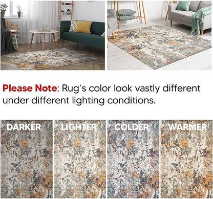 Keen Home Design Area Rugs - 2x8 Non-Shedding, Abstract Rugs for Kitchen, Living Room, Bedroom, Dining Room, Entryway - Size: 2'8" x 7'7", Multi