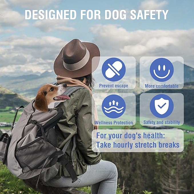 Dog Backpack for Small & Medium Dogs - Adjustable Pet Carrier for Travel & Hiking, Hands-Free Puppy Backpack with Storage Pockets, Breathable Mesh, Reflective Strips & Non-Slip Handle-Mewly Pet
