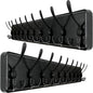 WEBI Coat Rack Wall Mount,38 9/16" Long,10 Tri Hooks for Hanging Coats,16" Hole to Hole,Wood Coat Hooks Wall Mounted,Wall Coat Hanger for Clothes,Jacket,Hats,Rustic Black,2 Packs