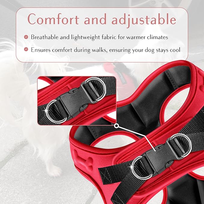 No Pull Dog Harness for Small, Medium & Large Dogs – Soft Padded, Adjustable Step-in Pet Vest with Leash Clips, Reflective Straps & Control Handle-Mewly Pet