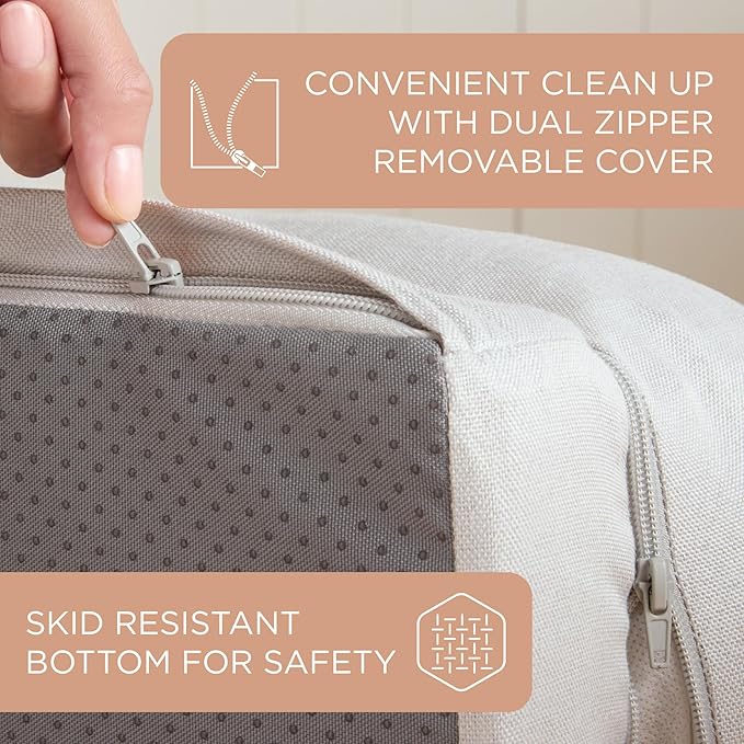 TOWN & COUNTRY EVERYDAY CuddleTown Comfy Solid Bolster Sofa Pet Bed, Supportive & Calming Egg Crate Foam, Non-Slip Bottom, Machine Washable Cover, Grey, Large 35"x25"x8"-Mewly Pet