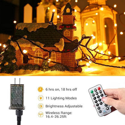 Brizled Christmas Lights Outdoor, 500 LED Color Changing Christmas String Lights with Remote, 180.4ft 11 Modes Tree Light Warm White & Multicolor Green Wire Xmas Light for Xmas Party Home