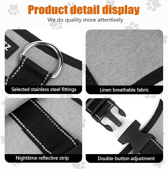 Ayquez Dog Lift Harness with Storage and Transport Bag, Dog Harness with Handle for Lifting & Hip dysplasia, arnés para Perros pequeños, pechera para Perros Gray, S-Mewly Pet