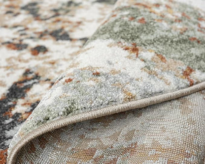 Keen Home Design Area Rugs - 8ft Round Non-Shedding, Abstract Rugs for Kitchen, Living Room, Bedroom, Dining Room, Entryway - Size: 7'10" Round, Multi