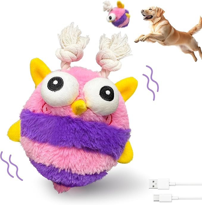 Moving Dog Toys – Rechargeable Interactive Dog Squeaky Toy with Motion-Activated Ball, Music, Recording & Silent Modes – Self-Play Toy for Small, Medium & Large Breeds (Bee)-Mewly Pet