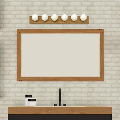 Design House Vanity Lights, 6 Linear Lights, Dimmable, Horizontal or Vertical Use, Uses (6) 60W Bulbs, For Bathroom/Makeup Vanity, Honey Oak, 36.0 in. L x 4.5 in. H x 2.5 in. D, 500223
