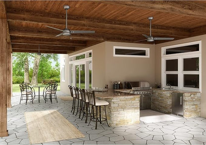 Hunter 52 inch Outdoor or Indoor Ceiling Fan No Light - Silver Ceiling Fan without Light, For Patio, Porch, Garage, or Living Room, Standard Mount, 3 Blades, Pull Chain - Cassius 59262, Matte Silver