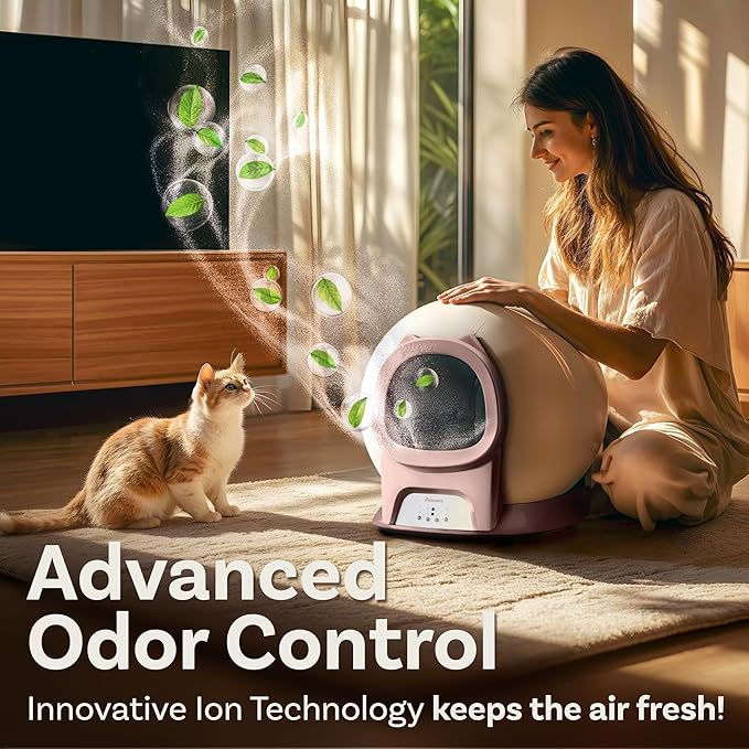 Self Cleaning Litter Box with Auto Safety Sensors for Multiple Cats - Automatic Cat Litter Box Self-Cleaning - Covered Odor Removal with APP Control - Compatible On All WiFi - Electric Robot-Mewly Pet
