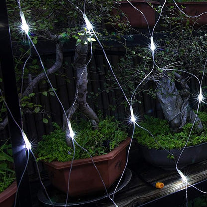 AWQ 200 LED 9.8ft x 6.6ft String Lights Net Mesh Lights Christmas Net Lights 8 Modes for Christmas Wedding Party Home Garden Lawn Bushes Indoor Outdoor Decor (9.8ft x 6.6ft, White)