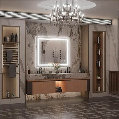 40 x 32 Inch LED Mirror for Bathroom, Wall Mounted Lighted Bathroom Vanity Mirrors, Stepless Dimmable, Memory Funtion, Anti-Fog, 6000K, Shatter-Proof, Horizontal or Vertical
