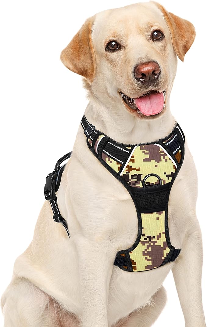 BARKBAY No Pull Dog Harness Large Step in Reflective Dog Harness with Front Clip and Easy Control Handle for Walking Training Running(Desert camo,L)-Mewly Pet