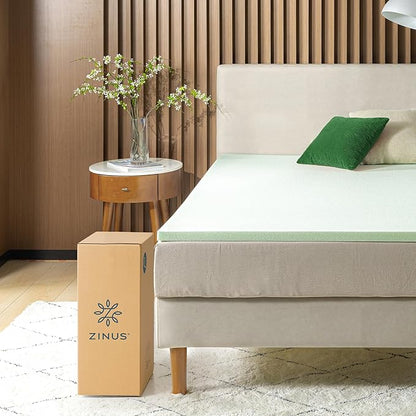 ZINUS 2 Inch Green Tea Memory Foam Mattress Topper, Smaller, More Convenient WonderBox Packaging, Pressure-Relieving Layers, CertiPUR-US Certified, Twin