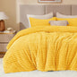 BEDELITE Fleece Queen Comforter Set -Super Soft & Warm Fluffy Bright Yellow Bedding, Luxury Fuzzy Heavy Bed Set for Winter with 2 Pillow Cases