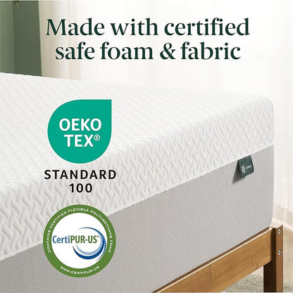 ZINUS 10 Inch Green Tea Essential Memory Foam Mattress [New Version], King, Fiberglass Free, Medium Feel, Breathable Airflow Memory Foam, Certified Safe Foams & Fabric, Mattress in A Box