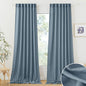RYB HOME Semi Sheer Curtains 108 inches Length for Windows Sunlight Filering Privacy Protect Soft & Vertical Drapes for Bedroom Living Room Dining, Stone Blue, W 52 x L 108 inch, 2 Panels