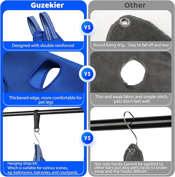 Guzekier Dog Grooming Hammock for Trim Nail, Dog Sling for Grooming, Dog Hammock Restraint Bag with Nail Clippers/Trimmer, Nail File, Pet Comb,Ear/Eye Care (Weight: 20-45 LBS)-Mewly Pet