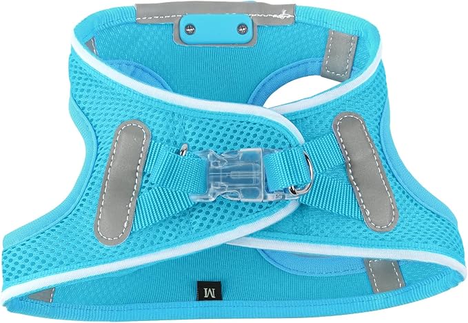 Light Up Dog Harness,Rechargeable LED Dog Harness for Small Medium Large Dogs,Reflective Lighted Safety Vest for Night Walking & Camping,Lightweight & Adjustable,Blue,L-Mewly Pet