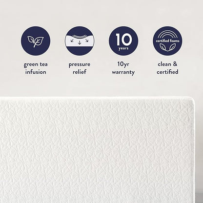 Best Price Mattress 14 Inch Cal King Mattress Bed-In-A-Box, Green Tea Memory Foam, White