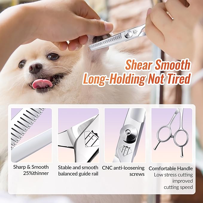 Dog Grooming Scissors: 4.75" Pet Thinning Shears Made Of Advanced Stainless Steel Alloy for Trimming Dogs Cats and Other Pets Face and Paws-Mewly Pet
