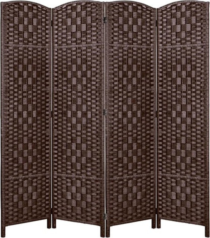 Rose Home Fashion 6 ft Tall Room Divider, Room Dividers and Folding Privacy Screens, 15.7in Privacy Screen 4 Panel Partition Temporary Wall Separation for Private, Brown