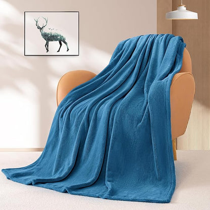 BEAUTEX Fleece Blanket Queen Size Super Soft Flannel Throw Blanket Lightweight Fuzzy Plush Blanket for Couch Sofa or Bed All Seasons (Teal Blue, 90" x 90")
