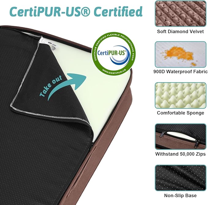 Orthopedic Dog Beds for Medium Size Dog, Pet Couch for Dog Cat, Supportive Foam Bolster Sofa with Waterproof Lining Cover, Anti-Slip, Comfort, Washable, 30x20x7.5 in, U Shape, Brown-Mewly Pet