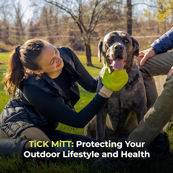 Yellow Tick Removal Glove for Humans & Pets - Safely Remove Ticks Effortlessly, Chemical-Free, Durable, Portable Tick Management Tool for Outdoor Adventures & Everyday Use-Mewly Pet