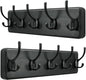 SKOLOO Rustic Wall Mounted Coat Rack, Case of 2, Pine Solid Wood Coat Hook Hanger - 5 Hooks for Hanging Clothes Robes Towels Coats