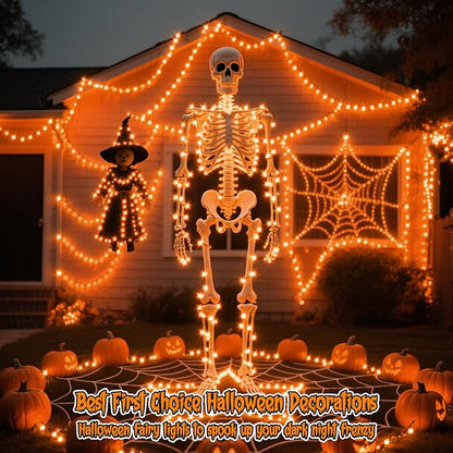 TingMiao Halloween Orange Fairy Lights Battery Operate,7.2ft 20 LEDs String Lights Silver Copper Wire for Hallowen Christmas DIY Decoration Wedding Party (6 Pack)