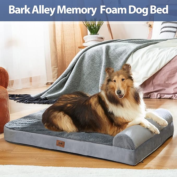 Bark Alley Jumbo Memory Foam Orthopedic Bed - Waterproof Washable Cover, Perfect for Medium, Large, and Extra Large Dogs, Sofa and Couch-Mewly Pet