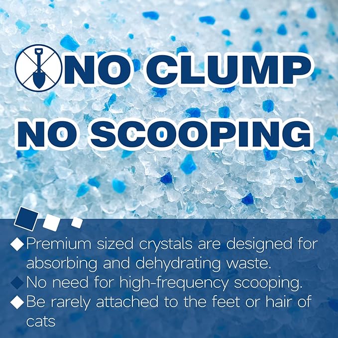 Made4Pets Cat Litter Crystals Odor Control, Kitty Litter Non Clumping No scooping Low Dust, Low Tracking, Lightweight, Dehydrates Waste,– 6.6 lbs (2 x 3.3 lb Packs)-Mewly Pet