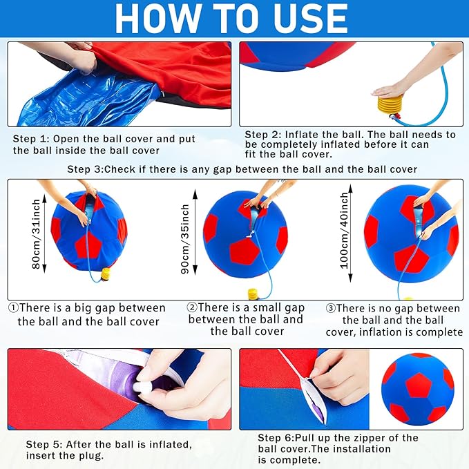 40inch Giant Herding Ball with Ball Cover Anti Burst Please Watch VCR for How to Inflation Horse Toys for Horses Stall Entertainment Play, Pump Included(Colorful,Classic)-Mewly Pet