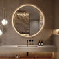 Niccy Round Led Mirror for Bathroom, 36" Backlit Mirror for Wall Circle Lighted Mirror with Gold Frame Anti-Fog, 3 Colors, HD Glass and IP65 Waterproof