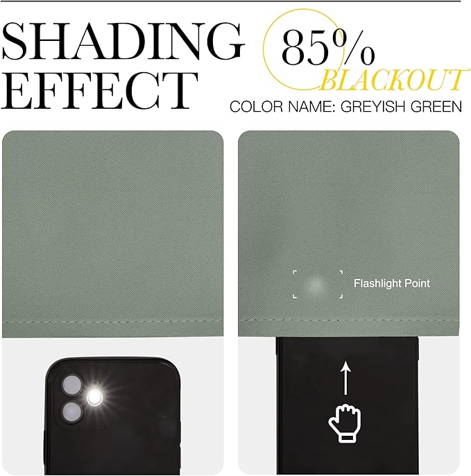 NICETOWN Bedroom Curtain Panels Blackout Draperies, 1 Pair, 29 by 40 inches, Greyish Green, Thermal Insulated Solid Grommet Blackout Curtains/Drapes for Small Window