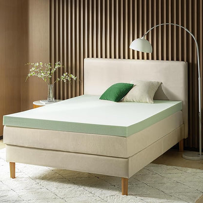 ZINUS 4 Inch Green Tea Memory Foam Mattress Topper, Smaller, More Convenient WonderBox Packaging, Pressure-Relieving Layers, CertiPUR-US Certified, Queen