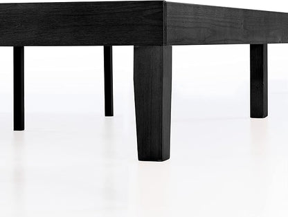 Mellow Naturalista Classic 12 Inch Solid Wood Platform Bed with Wooden Slats, King, Black