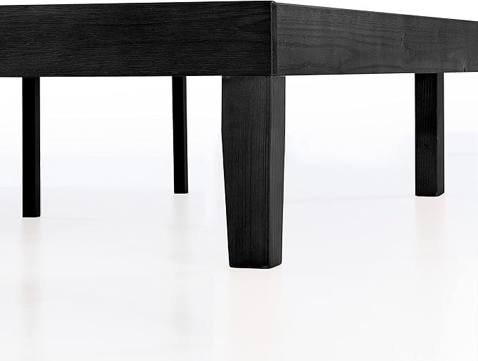 Mellow Naturalista Classic 12 Inch Solid Wood Platform Bed with Wooden Slats, Twin XL, Black
