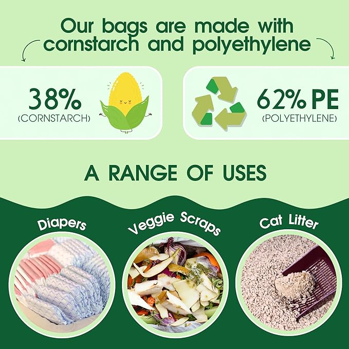 Pet N Pet 800 Counts Unscented Dog Poop Bags Rolls with Tie Handles, 38% Plant Based & 62% PE Poop Bags for Dogs, Extra-Thick Doggie Poo Bag, Pet Waste Bag-Mewly Pet