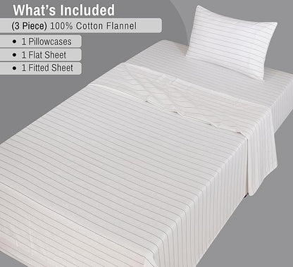 RUVANTI Flannel Sheets Twin Size - 100% Cotton Double Brushed Twin Sheets Set, Deep Pockets 16 Inches, All Seasons Breathable & Extra Soft Bed Sheets, Warm & Cozy, 3 Piece, Running Dots