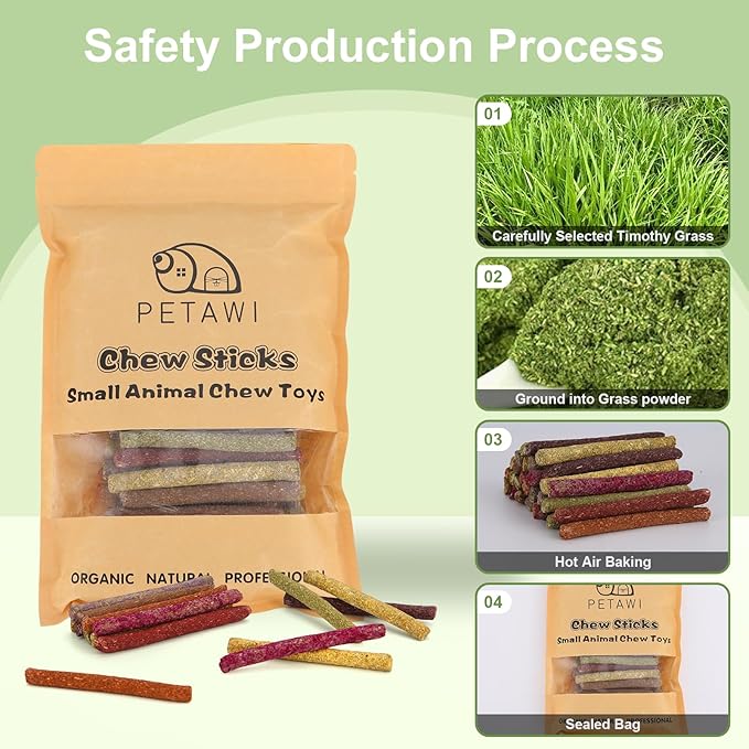 70PCS Rabbit Chew Sticks, Bunny Guinea Pig Toys for Teeth Natural Timothy Hay Sticks for Rabbit Chinchilla Guinea Pig Bunny Hamster - Chews Toys for Small Rodents' Teeth-Mewly Pet