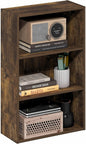Furinno Basic Book Shelf, 3-Tier Bookshelf, Cube Storage Organizer Bookcase with Open Shelf, 7 x 17 x 26, for Living Room, Bedroom, Home Office, Amber Pine