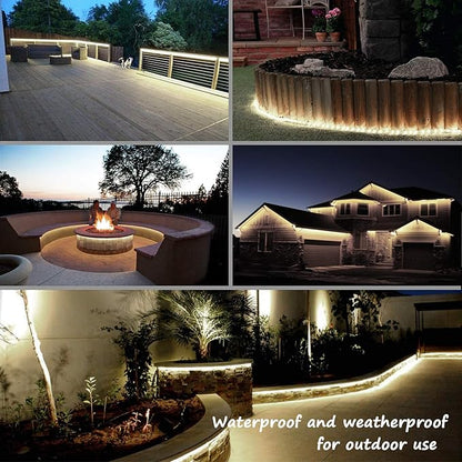 LED Rope Lights, 16.4ft Waterproof Strip Light, 3000K Soft White, Flexible Indoor Outdoor Decorative Lighting for Home Christmas Holiday Garden Patio Party