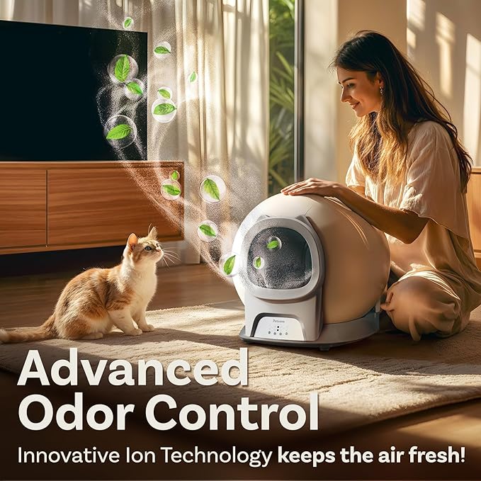 Self Cleaning Litter Box with Auto Safety Sensors for Multiple Cats - Automatic Cat Litter Box Self-Cleaning - Covered Odor Removal with APP Control - Compatible On All WiFi - Electric Robot-Mewly Pet