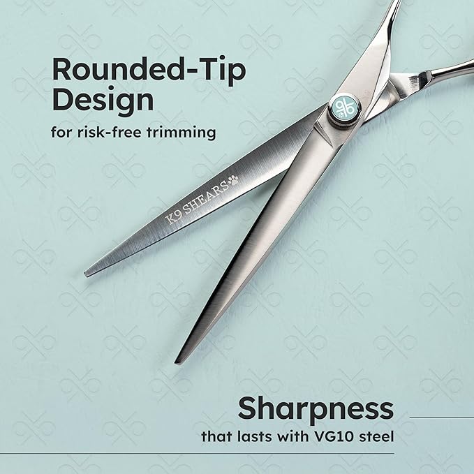 7" Dog Grooming Scissors – Handcrafted, Ergonomic, VG10 Stainless Steel for Sharper, Tougher, Better Edge Retention, Lightweight Shears with 3D Convex Blade for Dogs and Cats-Mewly Pet
