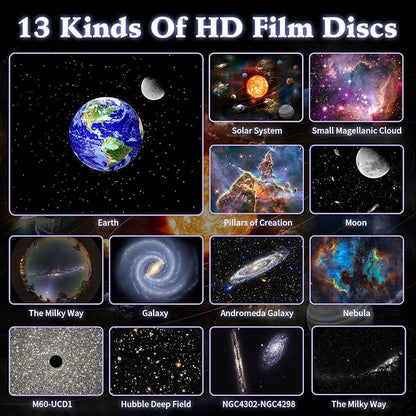 Galaxy Projector, 13 in 1 Planetarium Star Projector Realistic Starry Sky Night Light with Solar System Constellation Moon for Kids Adults Bedroom Ceiling Home Theater Living Room Decor